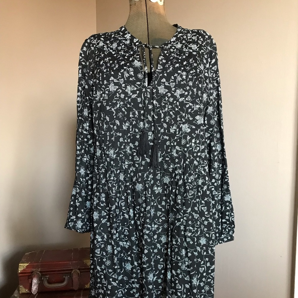 printed peasant style dress